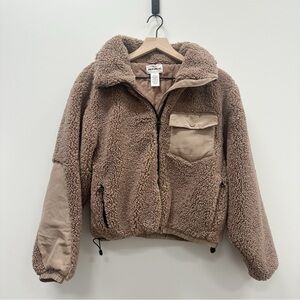 For The Republic Tan Hooded Sherpa Jacket - Medium